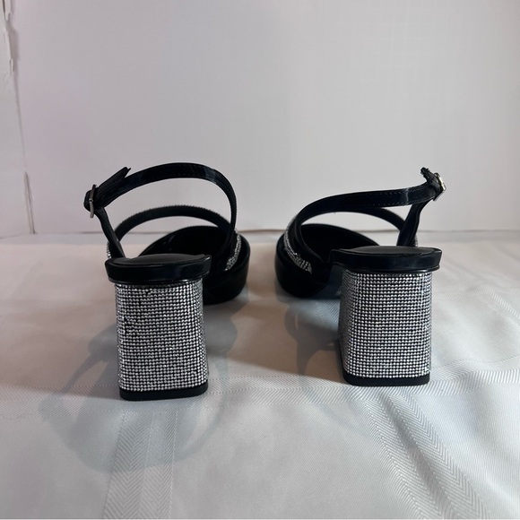 ***NWT***Aldo Heels- Black and Silver Women's Block Rhinestone Heel - Picture 4 of 13
